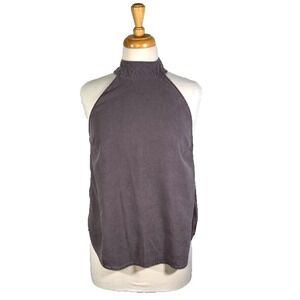 Cloth & Stone Size Small Halterneck Top Blouse Blue Gray Button Back Halter Neck